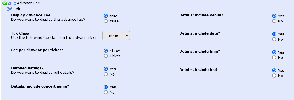 Advance Fee Order Total