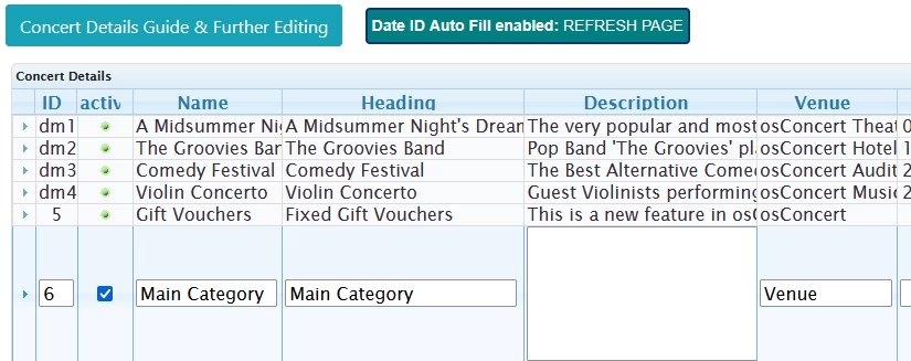 How to set up performances as sub-categories